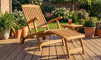 klappliege deckchair teak rollbar für garten und terrasse